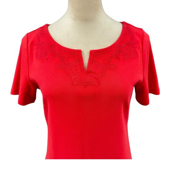 Talbots NWT Casual Outing Knee Length Short Sleeve Orange Shift Dress - Picture 4 of 10